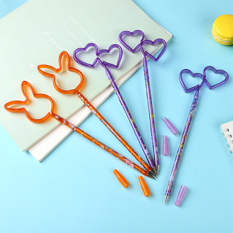 Factory supply PET creative advertising promotional gift shape love straw pen PETG single heart ballpoint pen