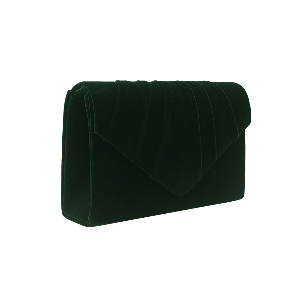 Manufacturer Dropshipping Fashionable European and American Style Women's Pure Color Velvet Pleated Evening Bag New Clutch Bag 15108