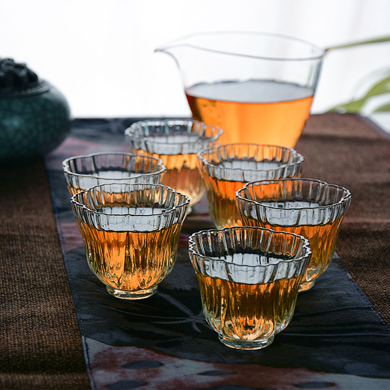 Glass Tasting Cup, Tea Cup, Small Bowl, New Model, Small Capacity, High Borosilicate Glass, Hibiscus Flower Design, Transparent Glass, Elegant Collection, Heat-Resistant