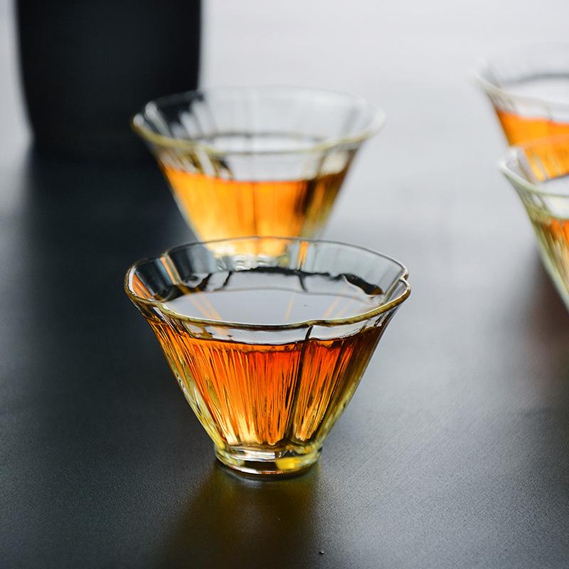 Стеклянная дегустационная чашка, маленькая чаша, новый модель, высокая боросиликатная стекло, дизайн с цветком гибискуса