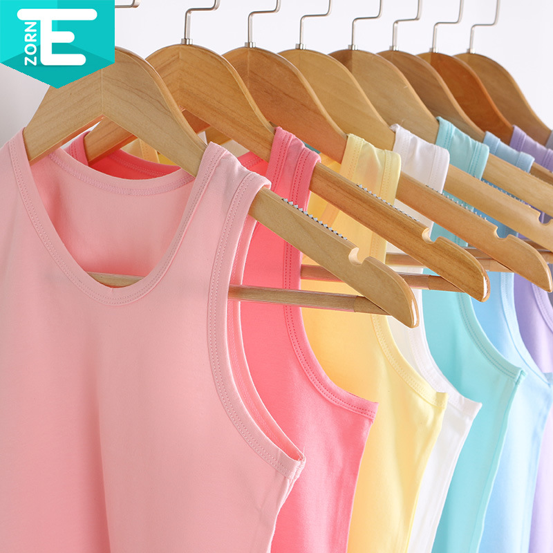 Jieen Cotton Children's Vest Summer Bottoming Summer Children's I-Shaped Wholesale Female Elastic Thin Section Male Baby Children's Clothing Sling
