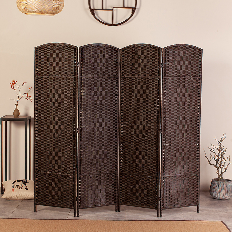 Rattan Partition Screen Antique Straw Handmade Living Room Partition Hallway Folding Screen Restaurant Indoor Classical Screen