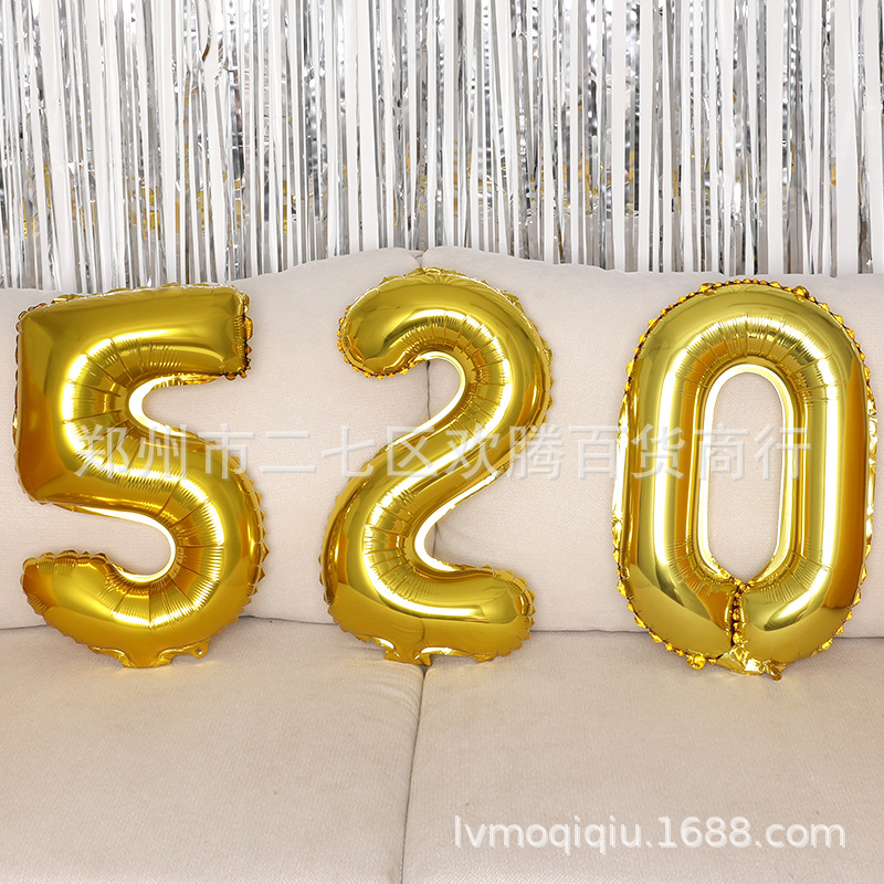 Aluminum Film Balloon 32 Inch Aluminum Foil Digital Gold silver Balloon Wedding Decoration Party Birthday Digital