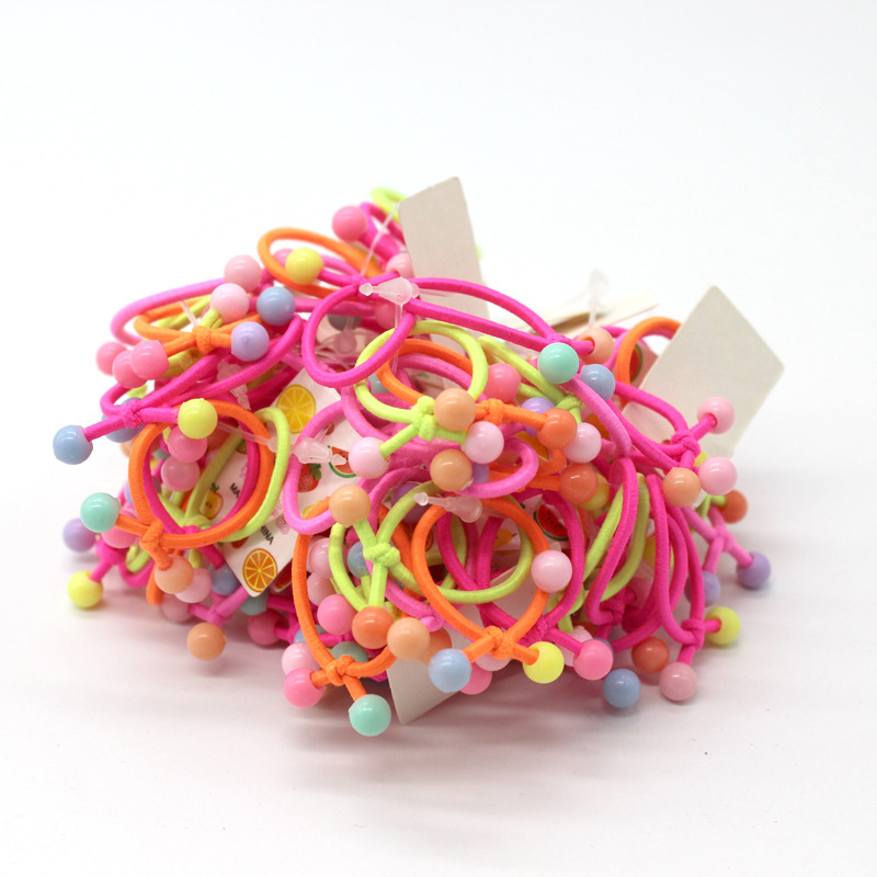 Children's Red Bead Knotted Small Rubber Band Headwear Korean Baby Hair Band Hair Rope Girls Small Rubber Band Wholesale Accessories