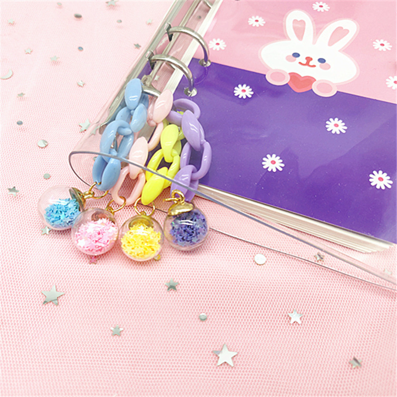 Online celebrity loose-leaf hand book unicorn pony glass ball glitter decorative accessories pendant hand book accessories
