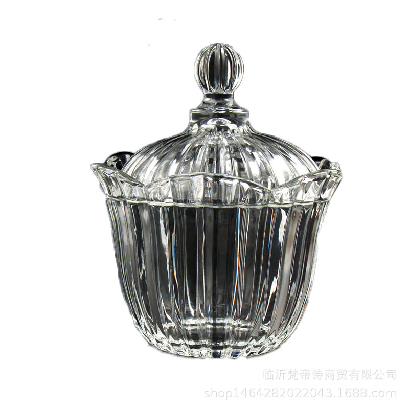 008 sugar jar crystal glass sugar jar jewelry box flower mouth candy cup wedding transparent Crown flower mouth candy cup batch