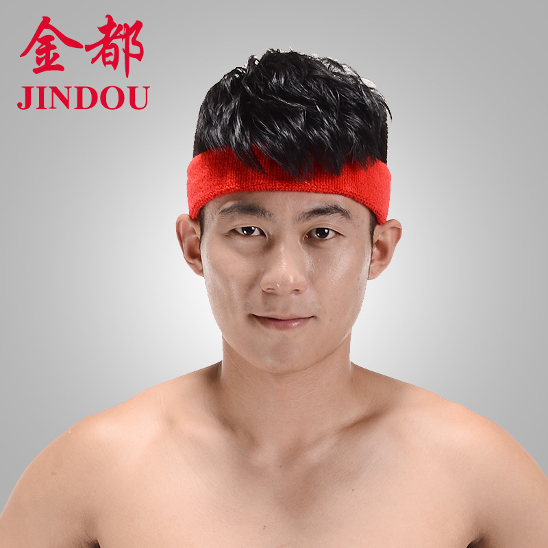 Outdoor sports breathable sweat-absorbent band towel headband men's and women's polyester cotton sports head protector in stock wholesale protective gear