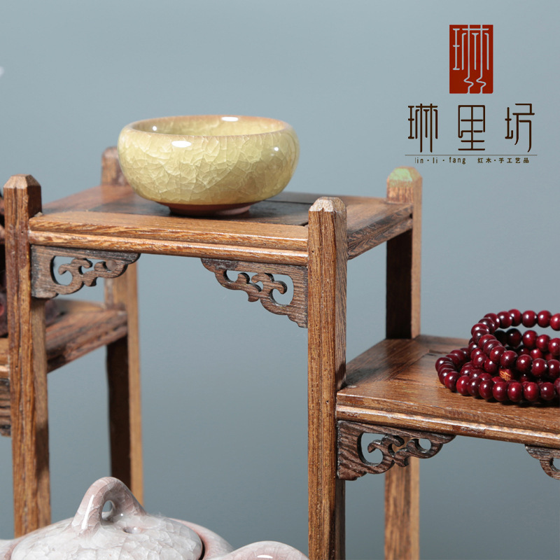 Chicken wing wood antique shelf wooden crafts Duobao Pavilion Wenwan display shelf wooden study tea table decoration solid wood