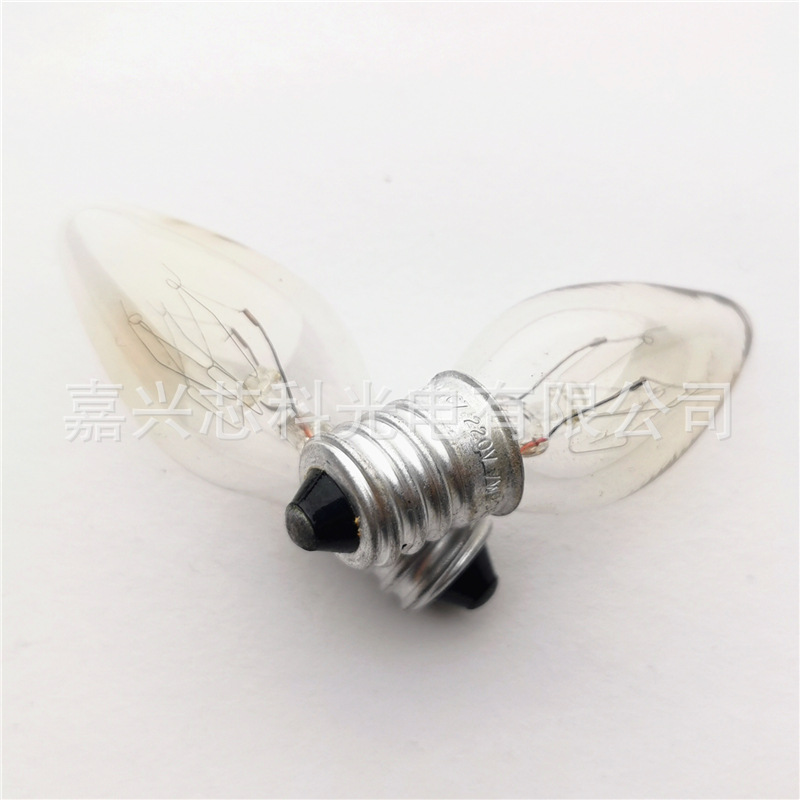 E14 bulb 220V10W C7 pointed bulb E14 small screw salt lamp incense lamp night lamp incandescent tungsten lamp