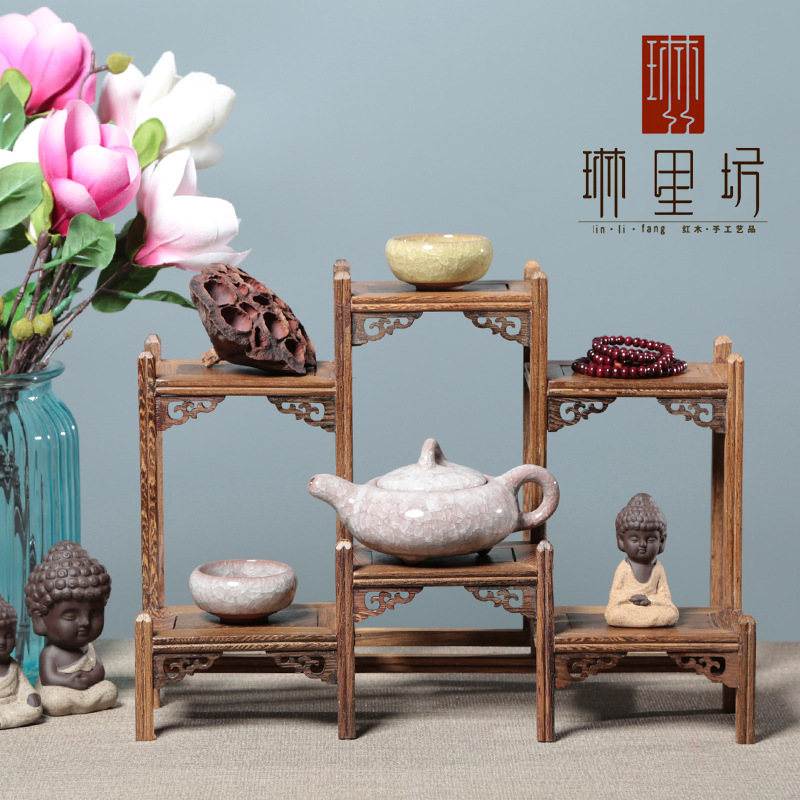 Chicken wing wood antique shelf wooden crafts Duobao Pavilion Wenwan display shelf wooden study tea table decoration solid wood