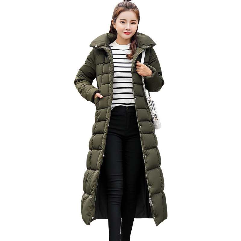 Cross-Border Cotton Coat for Women 2024 Winter New Thickeneded Fur Collar Long Coat Korean Style Slim Hooded Women's Cotton Coat for Women
