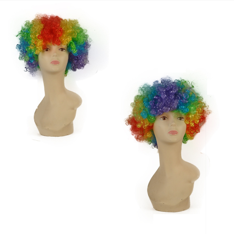 Yiwu color wig clown wig explosive head World Cup fans hair Party party kids adults