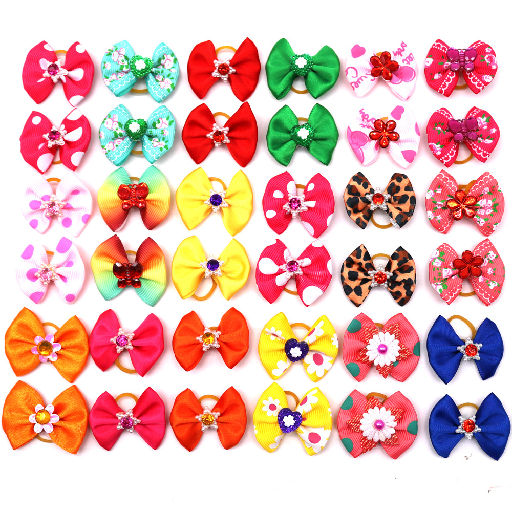 Hot Selling Pet Bow Head Flower Dog Headdress Rubber Band Pet Accessories Wholesale in Stock