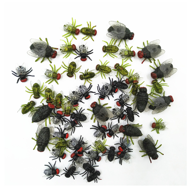 Fly and Fruit Fly Fake Animal Model Funny Toy 2.3*2cm 1.5*1.3cm Realistic Halloween