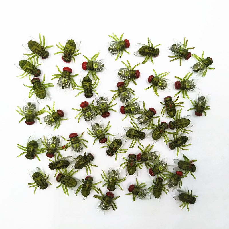 Fly and Fruit Fly Fake Animal Model Funny Toy 2.3*2cm 1.5*1.3cm Realistic Halloween