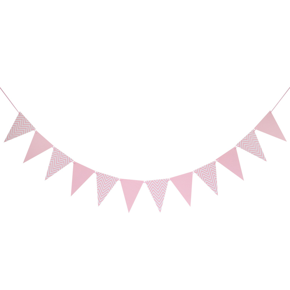 Wholesale gilded pennant wave flag birthday party supplies atmosphere decoration gold and silver pink blue pennant banner