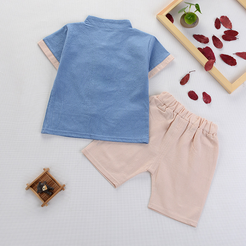 Cross-border children's clothing Chinese clothing children's retro improved Tang suit summer boys and girls cotton and linen suit Chinese style baby Tang suit