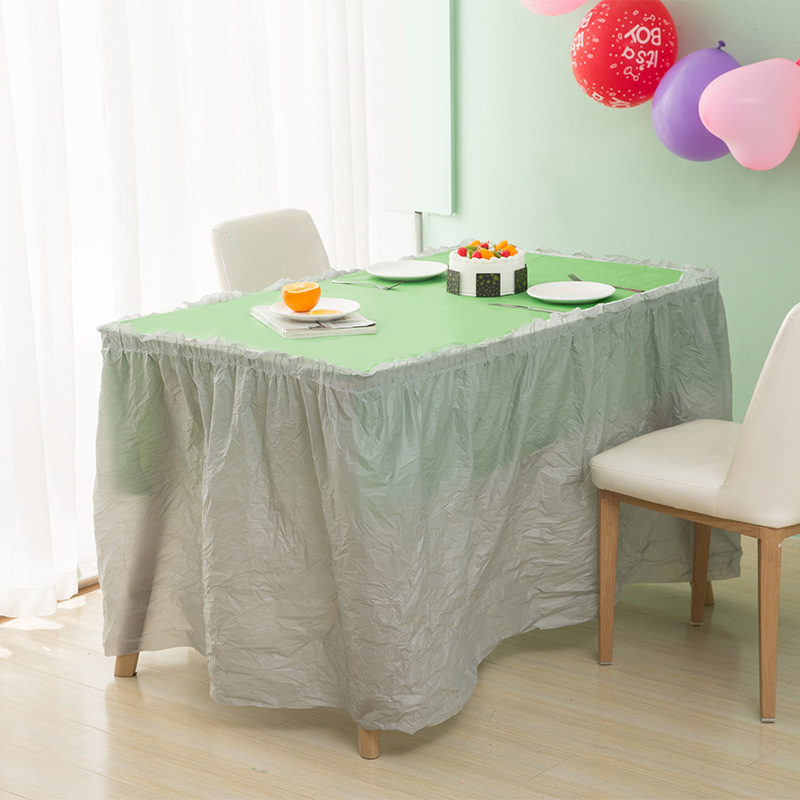 Disposable Peva Table Skirt Dessert Table Birthday Decoration Long Table Skirt Tablecloth Conference Table Color Matching
