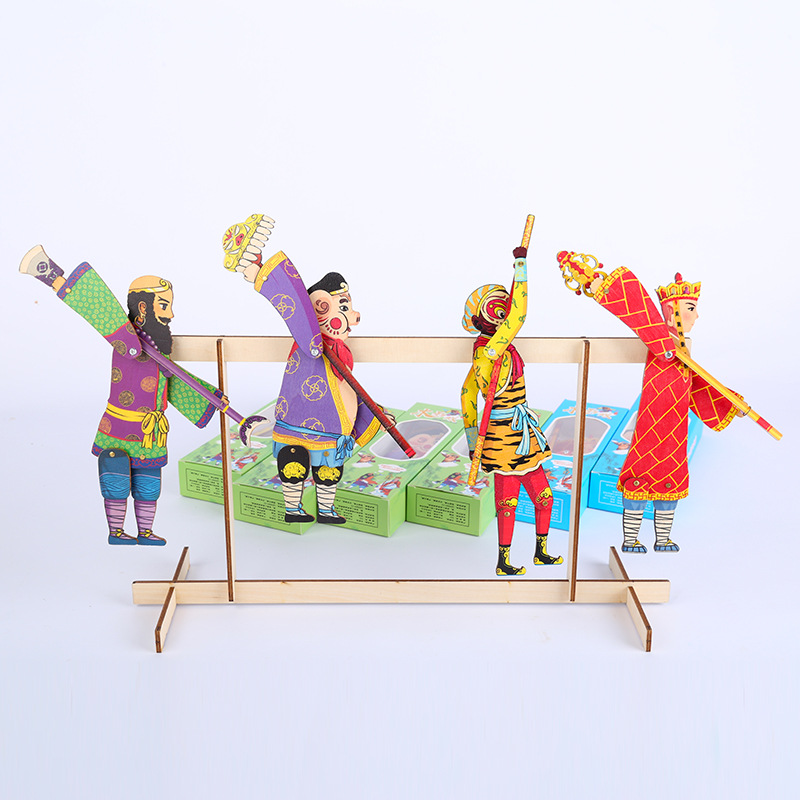 Factory wholesale dynamic wooden shadow play non-heritage cultural creation one-handed shadow man Journey to the West series wooden shadow