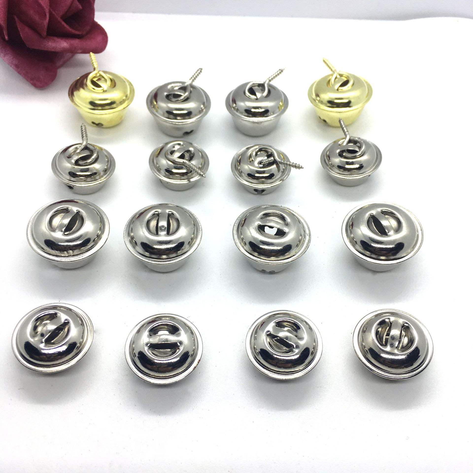 Factory Direct word hanging nail Bell red peach eye round bell crafts pendant children's toy accessories