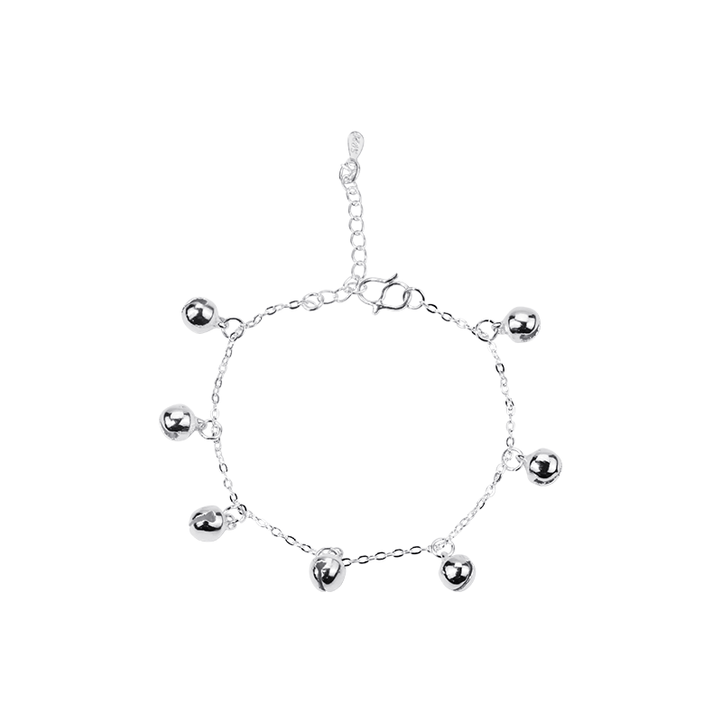 Purely Handmade Silver Anklet, Fashionable K-Style, Simple and Cute, Seven-Small Bell Anklet, Elegant and Versatile Bracelet, Girls' Jewelry
