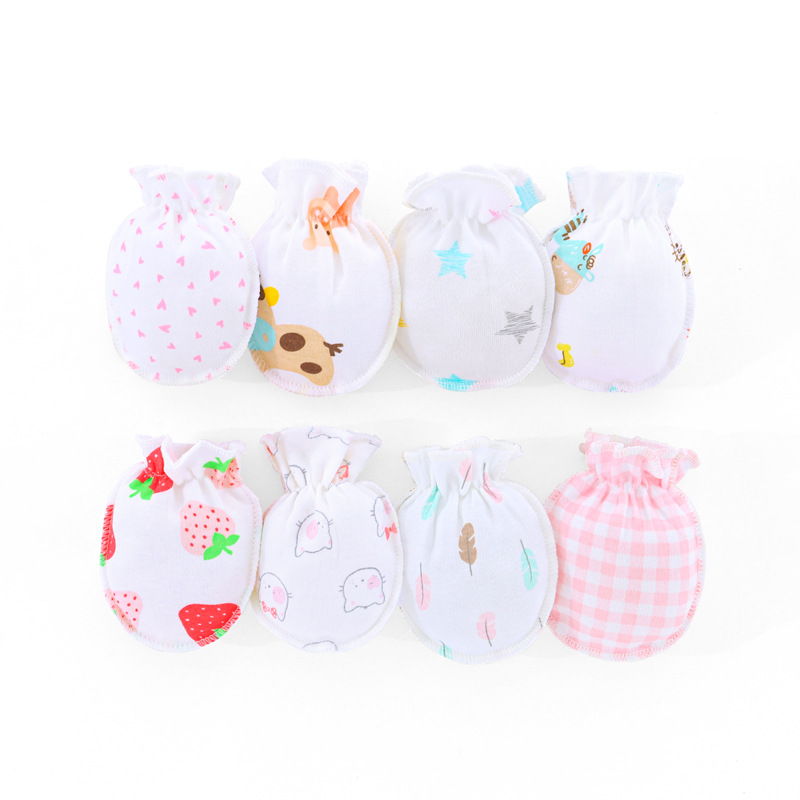 Foreign Trade European and American Baby Gloves, Dozens of Cartoon Printed Newborn Anti-Scratch Face Gloves