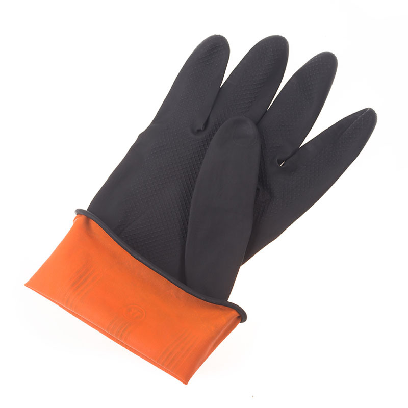 Black Industrial Gloves Labor Protection Factory Wholesale Acid and Alkali Resistant Latex Household Cleaning Rubber Gloves