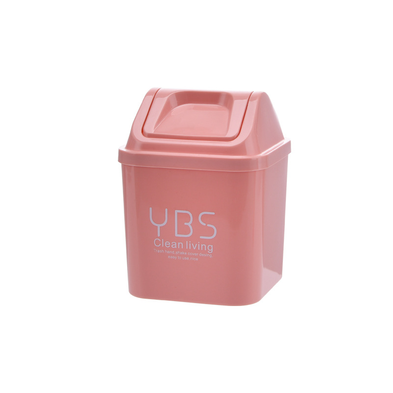 Small size square desktop Trash Can kitchen living room flip sundries storage mini plastic bucket can be fixed