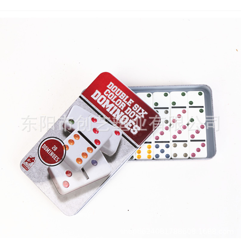 Melamine dominoes iron boxed white background color dots 28 color dots nail-free dominoes 5010 dominoes