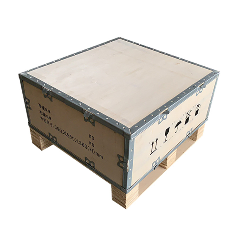 Detachable Snap-Lock Plywood Crate, Fumigation-Free Logistics Turnover Box, Steel-Edged Box with Steel Strip