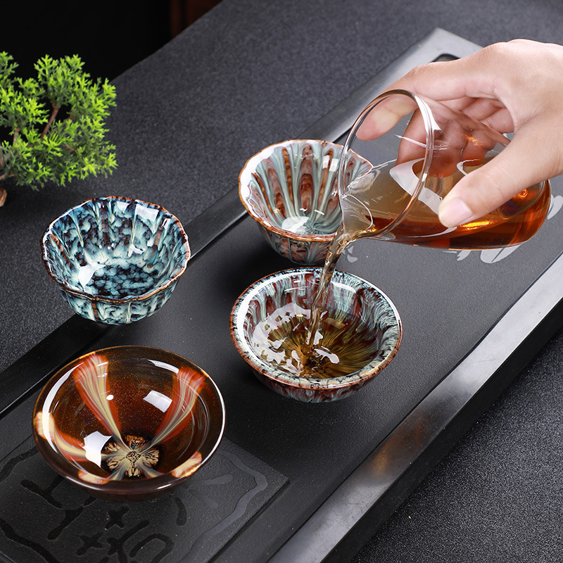 Ceramic Kiln Change Single Cup Built Cup Tianmu Glaze Cup Tea Cup Master Cup Tea Bowl Large Hat Personal Tasting Cup