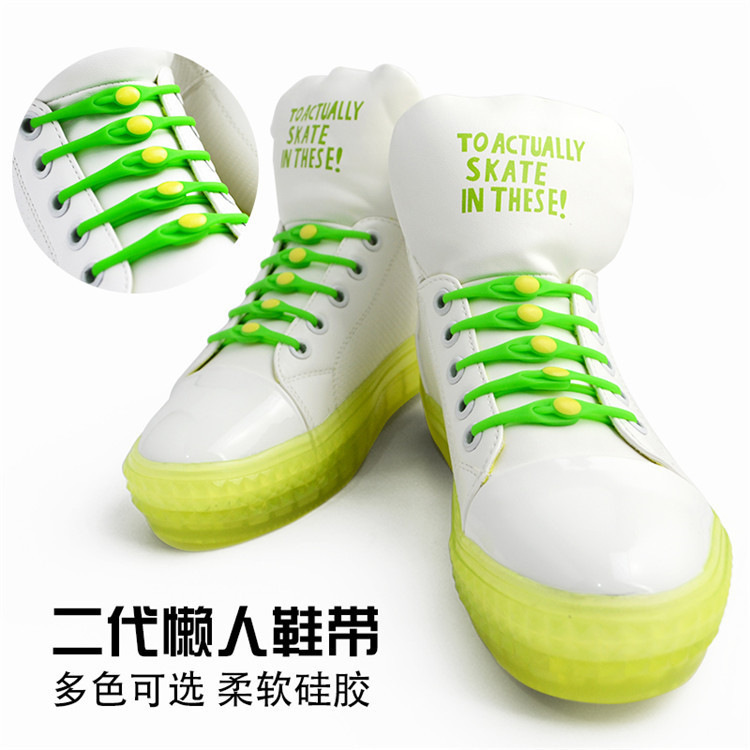 Factory spot tremolo with a pedal shoelace new round head Silicone elastic tie-free lazy shoelace factory direct sales