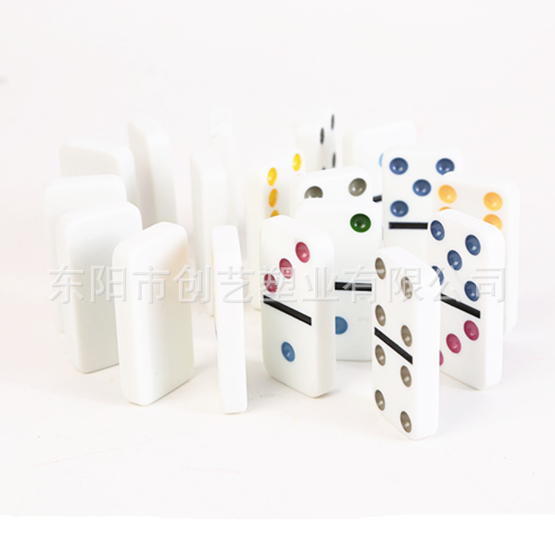 Melamine dominoes iron boxed white background color dots 28 color dots nail-free dominoes 5010 dominoes