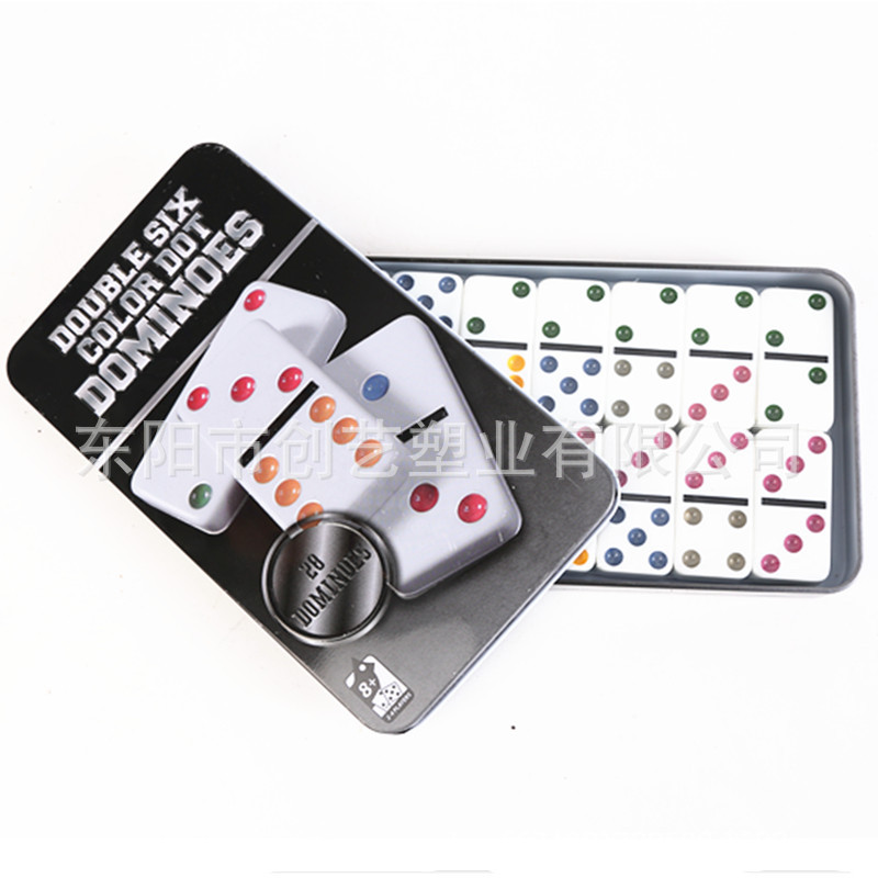Melamine dominoes iron boxed white background color dots 28 color dots nail-free dominoes 5010 dominoes