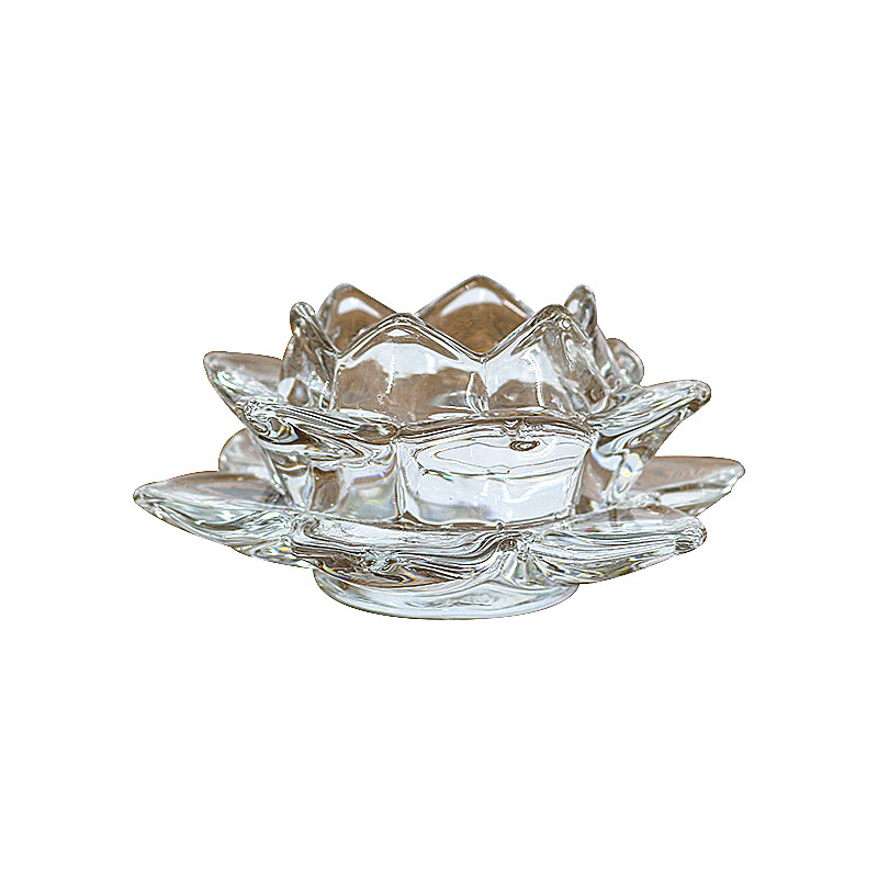 Light Crystal Lotus lamp manufacturers supply glass crystal butter lamp holder lotus lamp candle holder long light holder wholesale