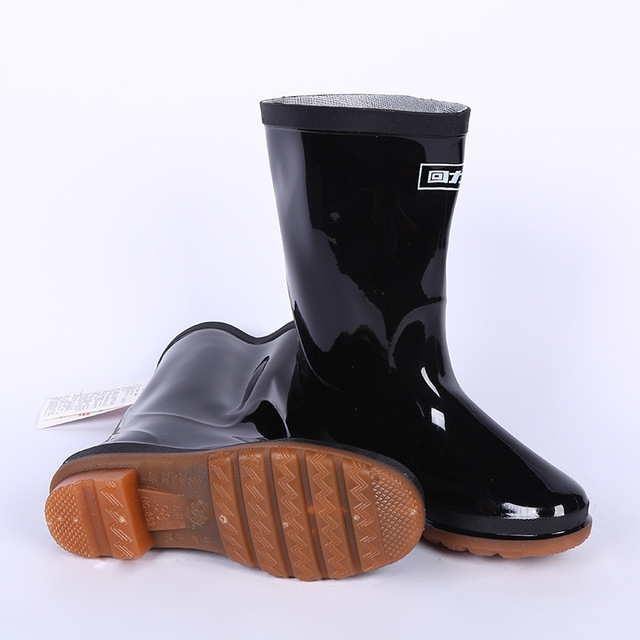 Huili 807 Mid-High Rain Boots with Rubber Soles for Men, Waterproof, Non-Slip, Wear-Resistant Fishing Water Shoes