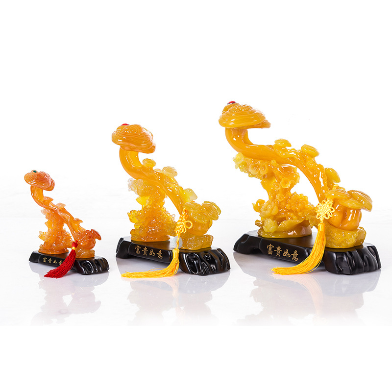 Fugui Ruyi Decoration Chinese Home Living Room Wine Cabinet Entrance Office Decoration Opening Gift Giving Resin Crafts