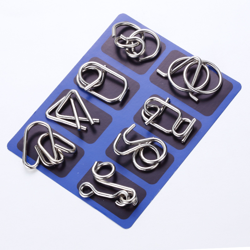 Intelligence buckle 8-piece set ABCD metal puzzle nine series release buckle wholesale intelligence buckle 8-piece set
