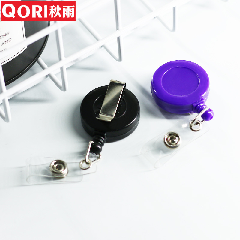 Autumn rain factory easy chest card pull buckle wholesale round retractable badge card ID buckle glue drop key easy to pull