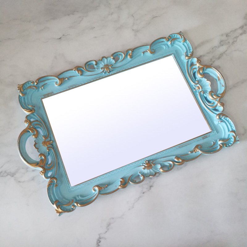 Американское розовое голубое кистевое золотое пластиковое PVC зеркало фруктовый поднос экспорт высококачественный PP