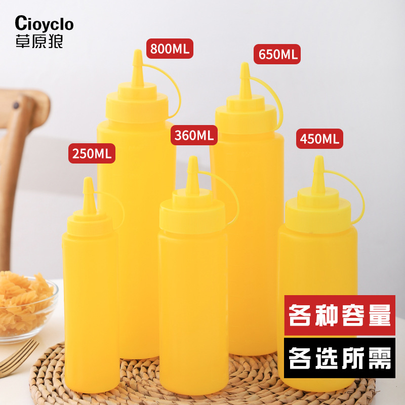Factory Direct Supply Squeeze Bottle Plastic Salad Ketchup Squeeze Bottle Kitchen Seasoning Bottle Pointed Mouth Squeeze Sauce Seasoning Bottle