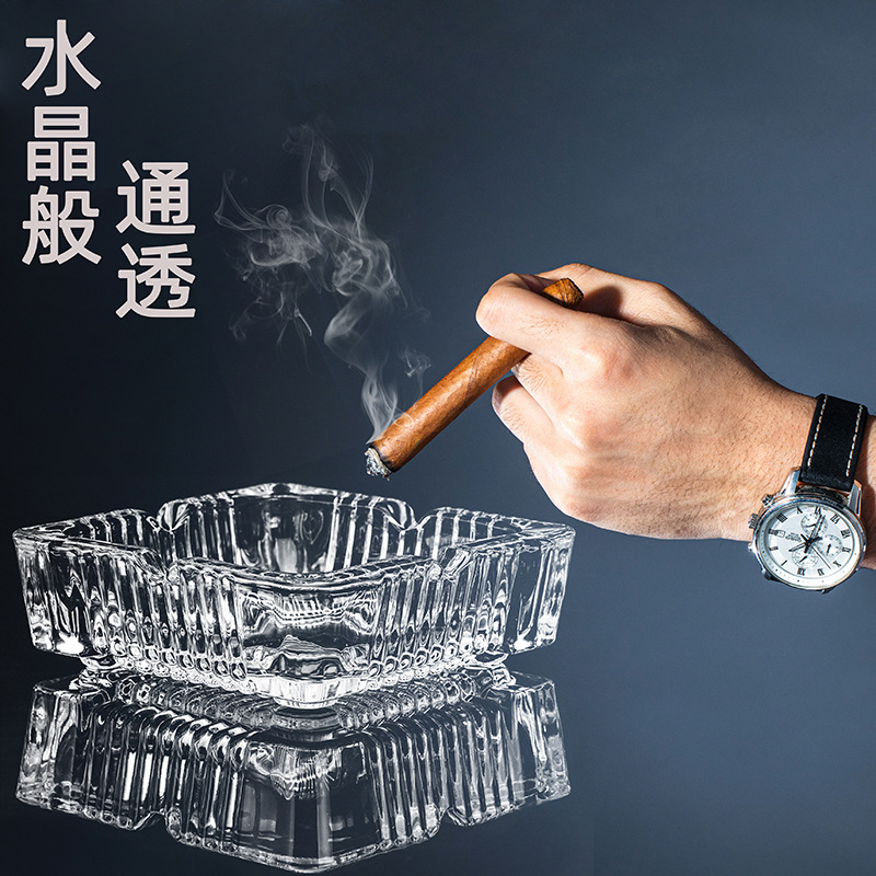 Ready Supply Ashtray Square Glass Ashtray Hotel Supermarket Online Store Red Cherry Printed Storage