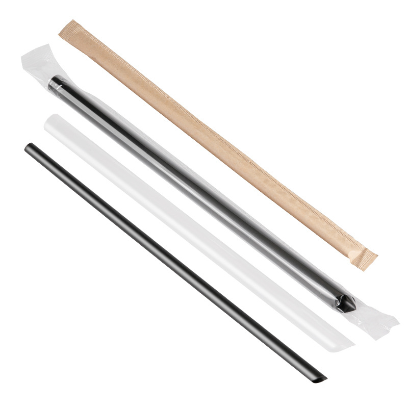 Factory direct disposable pearl milk tea drink straw plastic single independent packaging coarse milk tea straw wholesale