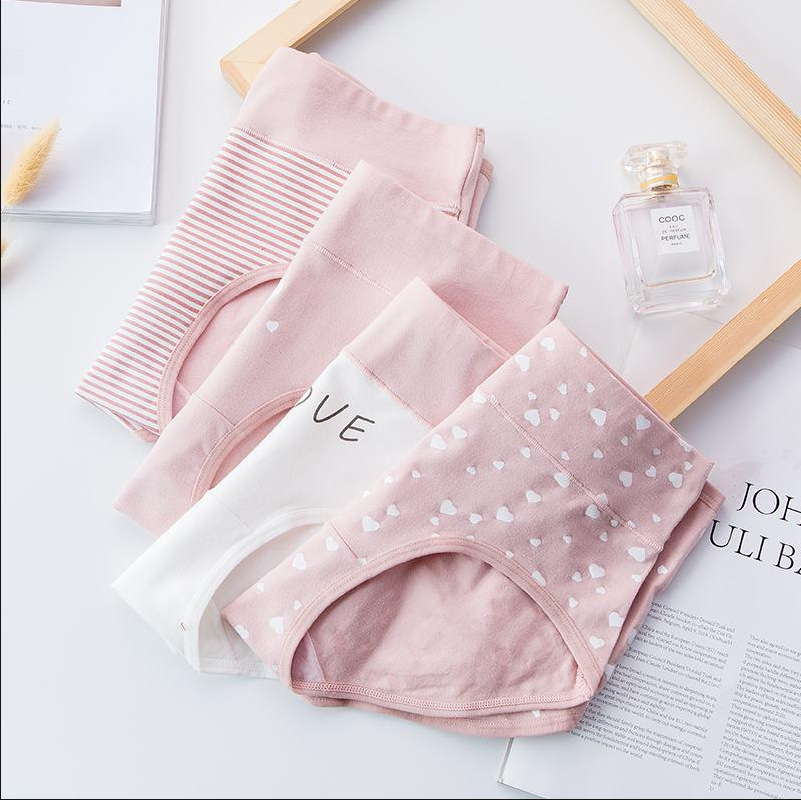 Underwear for Women, Pure Cotton, Mid-Waist, Cute, Japanese Style Print, Seamless, Breathable, High School and Junior High School Student Briefs