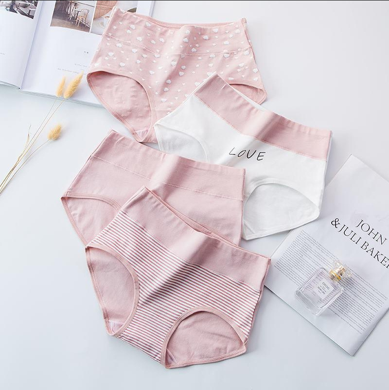 Underwear for Women, Pure Cotton, Mid-Waist, Cute, Japanese Style Print, Seamless, Breathable, High School and Junior High School Student Briefs