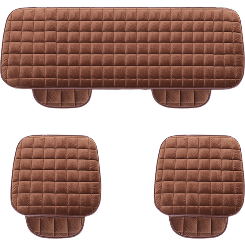 Car Plush Cushion Winter Three-piece Set Tie-free Non-slip Single No Backrest Winter Cushion General Car Cushion