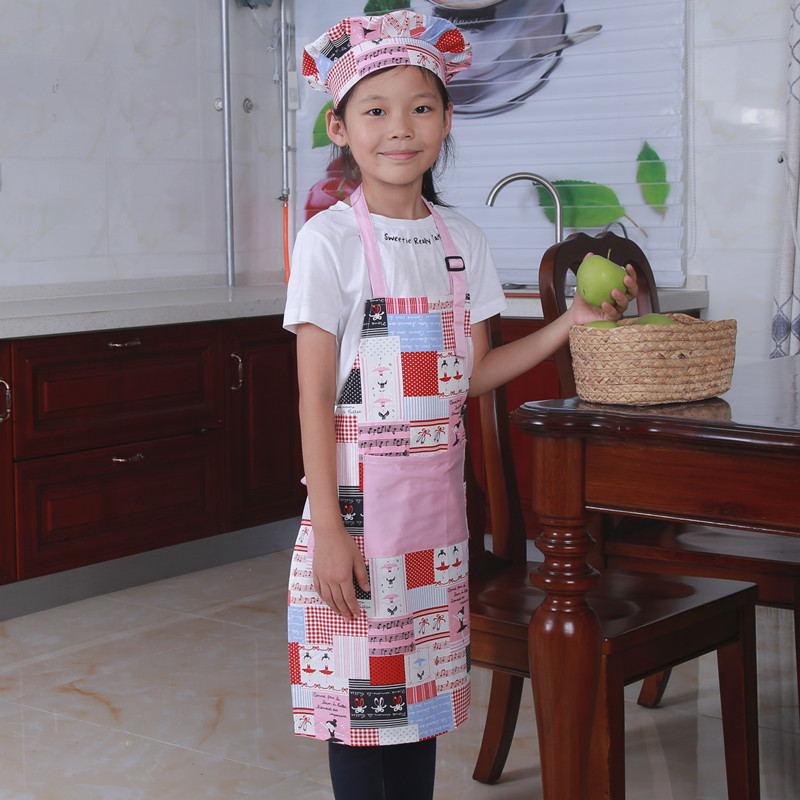 Cross-Border Supply Kidsren's Apron Chef Hat Cartoon Pattern Kidsren's Apron Set