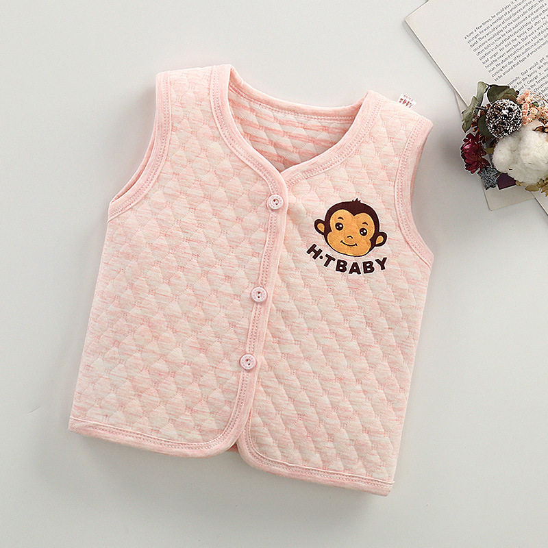 Newborn Baby Vest Autumn and Winter Three-layer Cotton Combed Cotton Waistcoat Vest for Boys and Girls