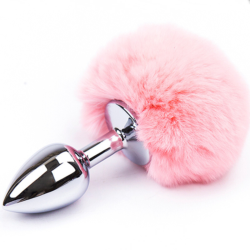 Rabbit tail metal hair ball anal plug couple sexy sex products for men and women go out to expand anus back court toys wholesale
