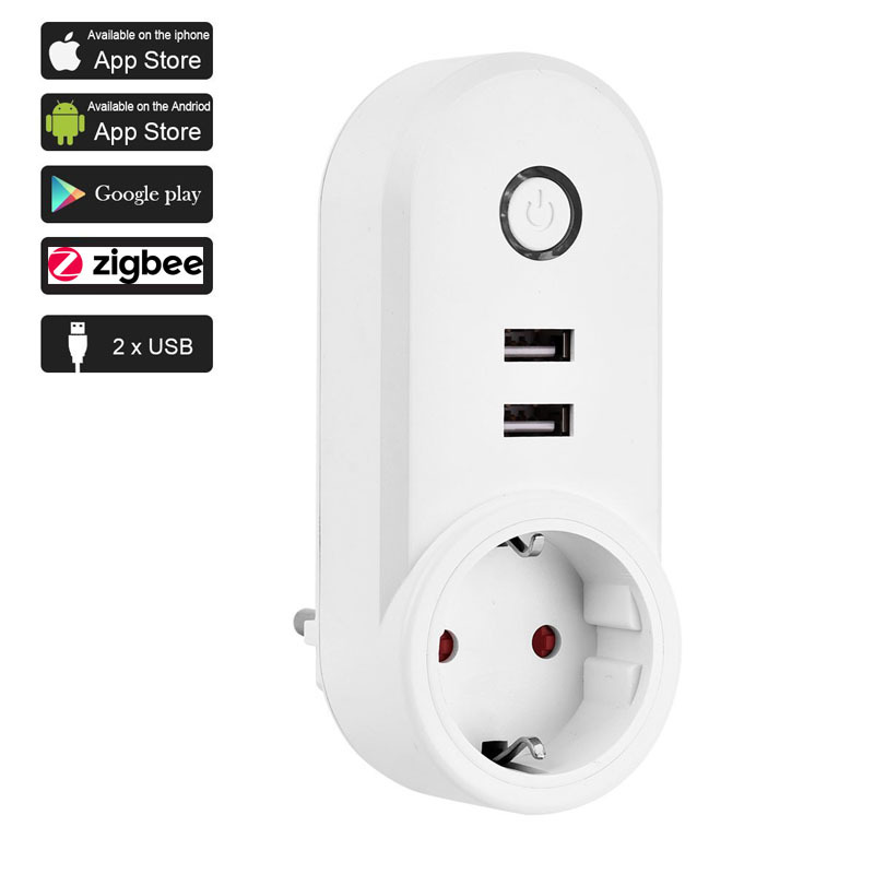 Smart Socket Zigbee Dual USB Alexa Voice Control Timing Dual Control European and American Standard Switch Multi-Function